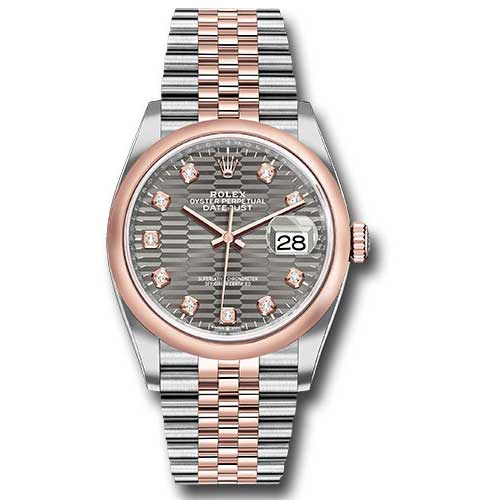 Rolex Datejust 36mm - Steel and Gold Pink Gold - Domed Bezel - Jubilee