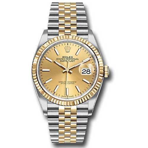 Rolex Datejust 36mm - Steel and Gold Yellow Gold - Fluted Bezel - Jubilee
