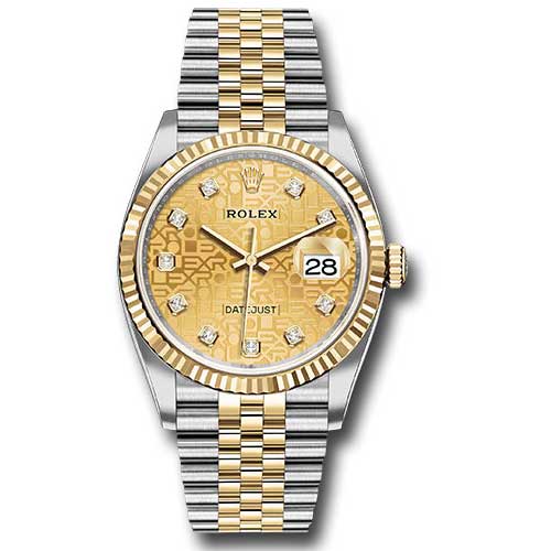 Rolex Datejust 36mm - Steel and Gold Yellow Gold - Fluted Bezel - Jubilee