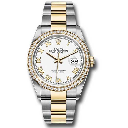 Rolex Datejust 36mm - Steel and Gold Yellow Gold - Diamond Bezel - Oyster