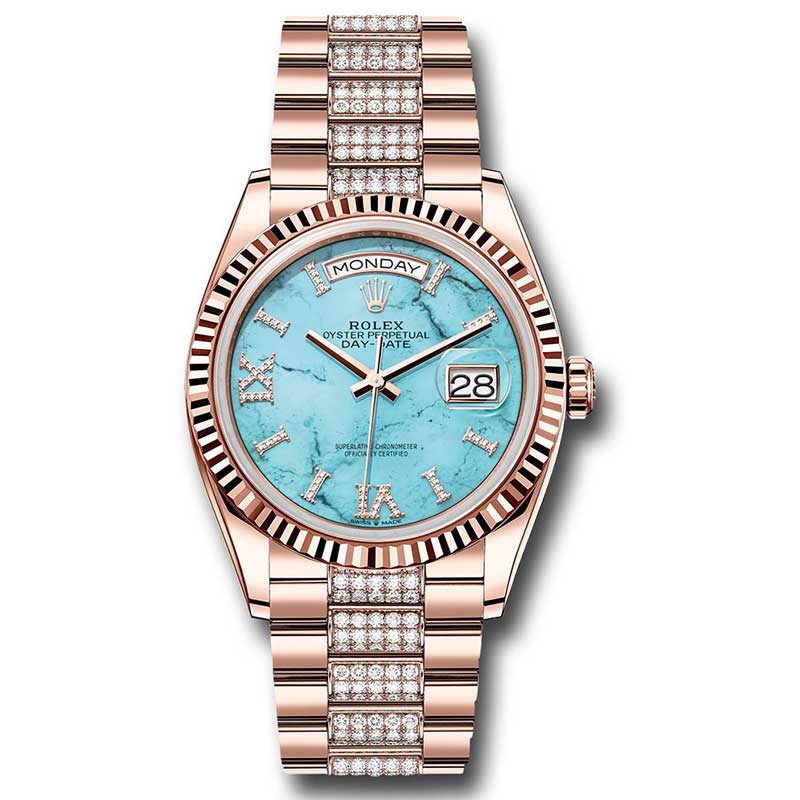 Rolex Everose Gold - Fluted Bezel - Diamond President