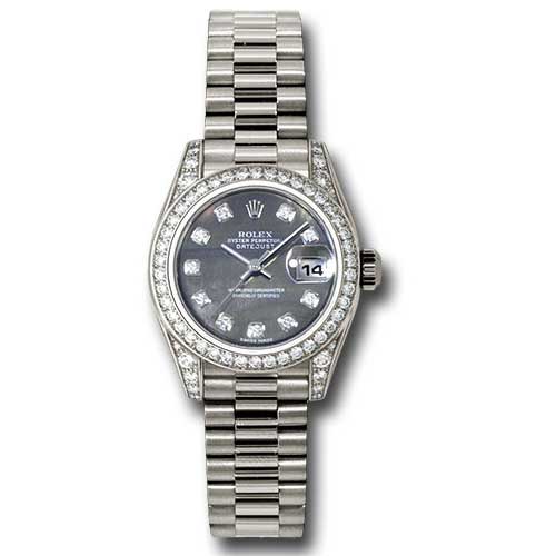 Rolex Datejust Lady - Gold President White Gold - Dia Bezel - President