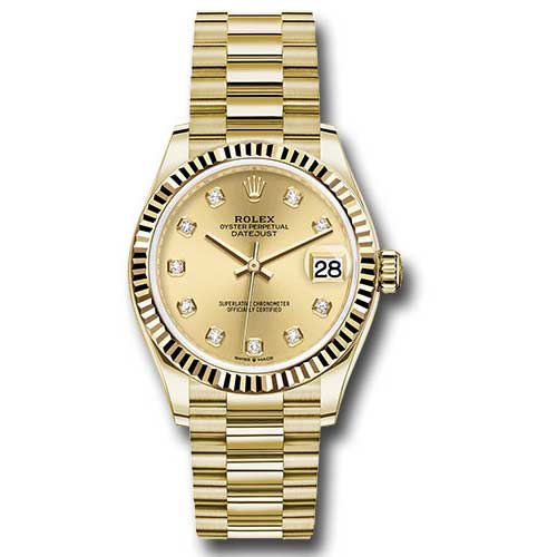 Rolex Datejust 31mm - Gold President Yellow Gold - Fluted Bezel
