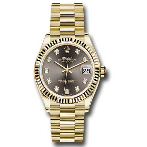 Rolex Datejust 31mm - Gold President Yellow Gold - Fluted Bezel