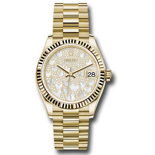 Rolex Datejust 31mm - Gold President Yellow Gold - Fluted Bezel 278278 pmopbp