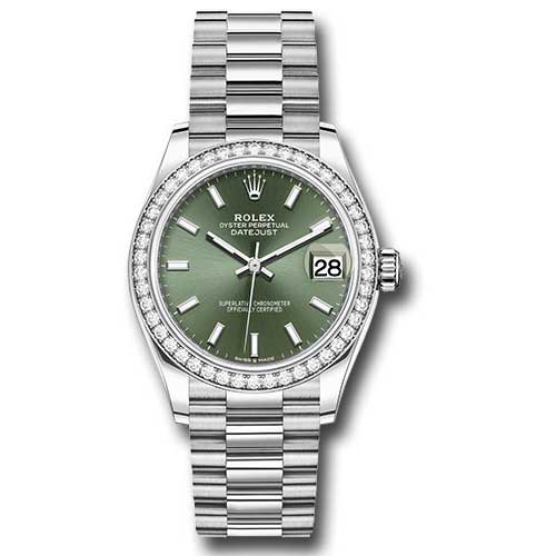 Rolex Datejust 31 - White Gold - Diamond Bezel - President Bracelet