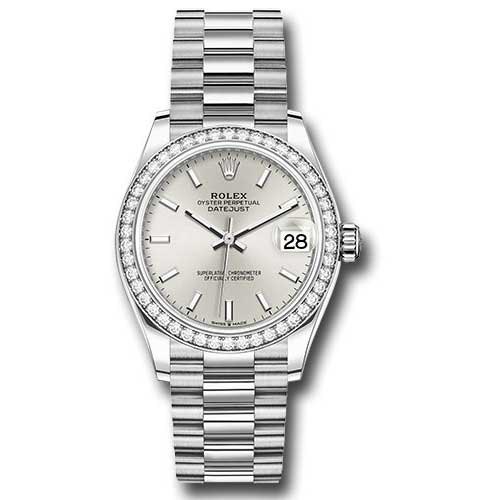 Rolex Datejust 31 - White Gold - Diamond Bezel - President Bracelet