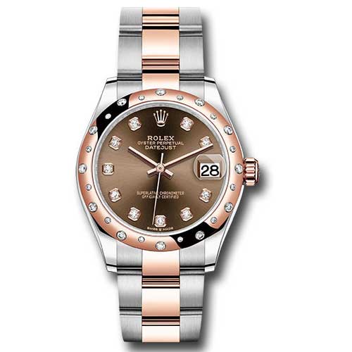 Rolex Datejust 31mm - Steel and Gold Pink Gold - 24 Dia Bezel - Oyster
