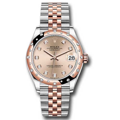Rolex Datejust 31mm - Steel and Gold Pink Gold - 24 Dia Bezel