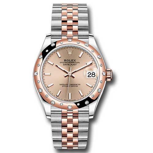 Rolex Datejust 31mm - Steel and Gold Pink Gold - 24 Dia Bezel