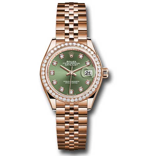 Rolex Lady Datejust 28 - Pink Gold - Diamond Bezel - Jubilee