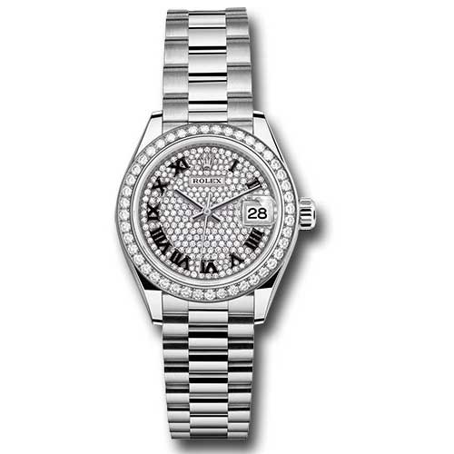 Rolex Datejust Lady - Gold President White Gold - Dia Bezel - President
