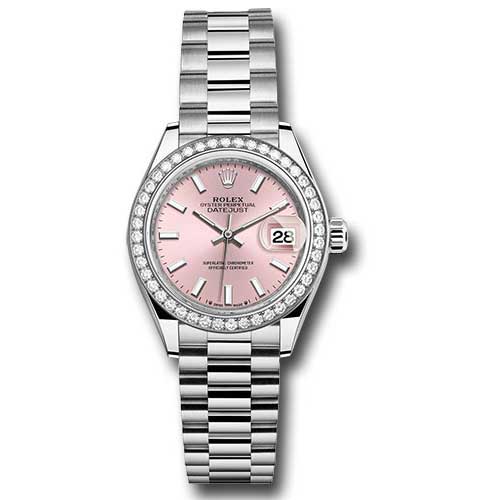 Rolex Datejust Lady - Gold President White Gold - Dia Bezel - President