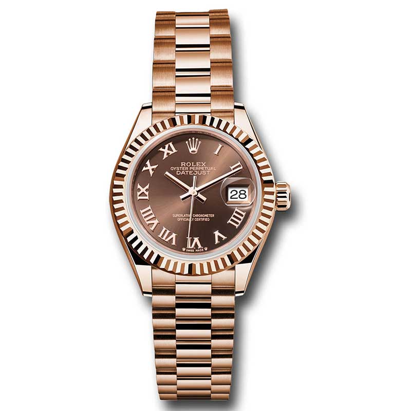 Rolex Lady Datejust 28 - Pink Gold - Domed Bezel - President