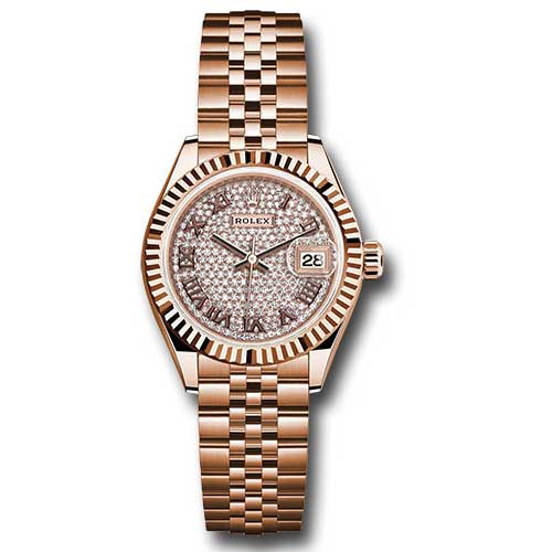 Rolex Lady Datejust 28 - Pink Gold - Fluted Bezel - Jubilee