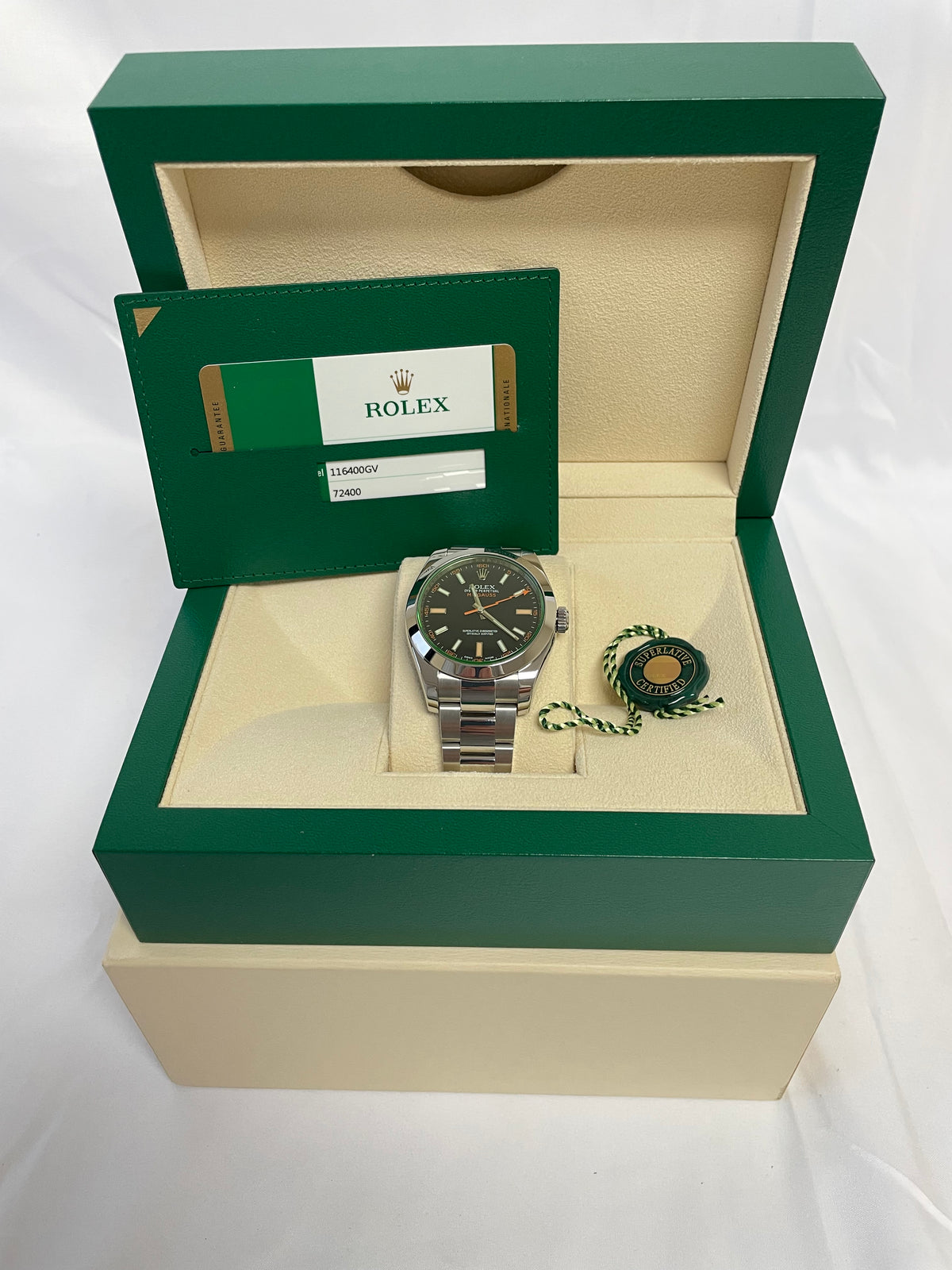 Rolex Milgauss Black Green Crystal 116400GV