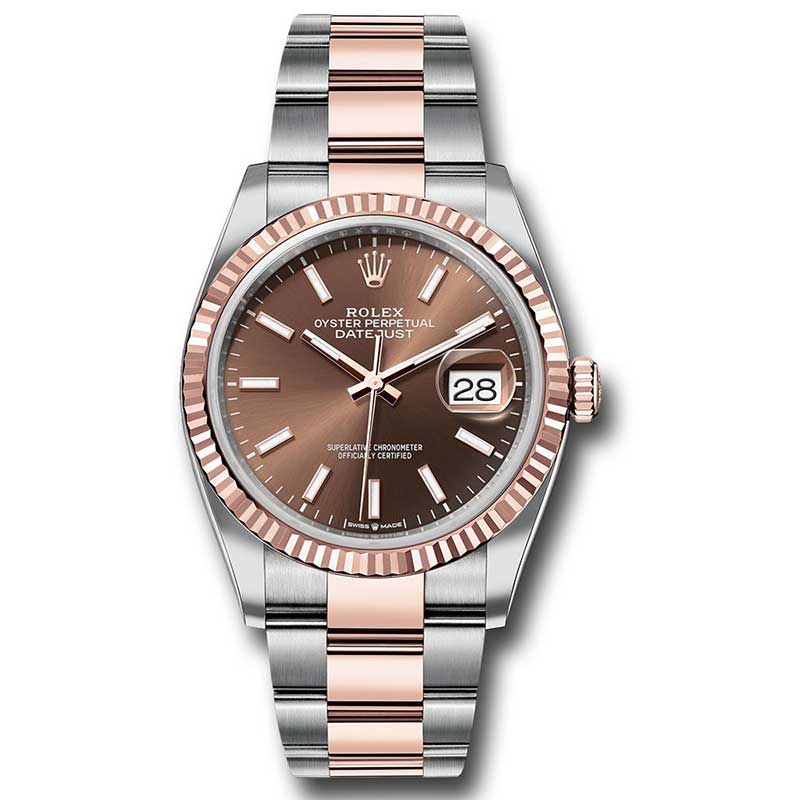 Rolex Datejust 36mm - Steel and Gold Pink Gold - Fluted Bezel - Oyster