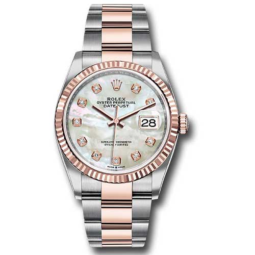 Rolex Datejust 36mm - Steel and Gold Pink Gold - Fluted Bezel - Oyster