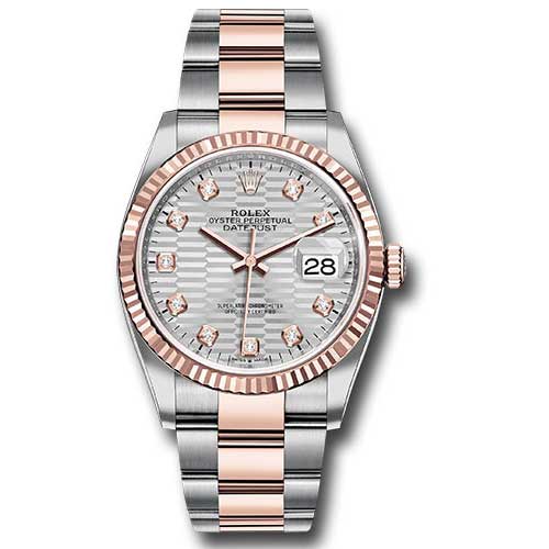 Rolex Datejust 36mm - Steel and Gold Pink Gold - Fluted Bezel - Oyster