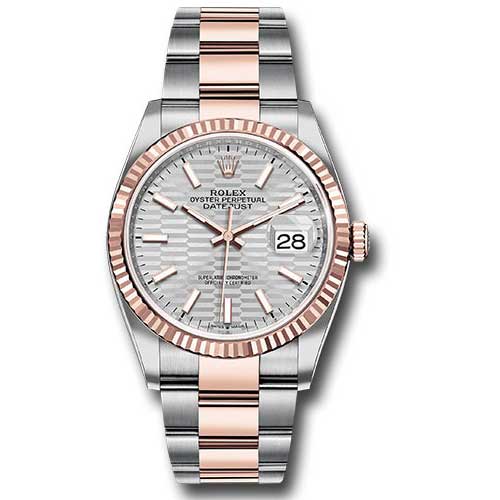 Rolex Datejust 36mm - Steel and Gold Pink Gold - Fluted Bezel - Oyster