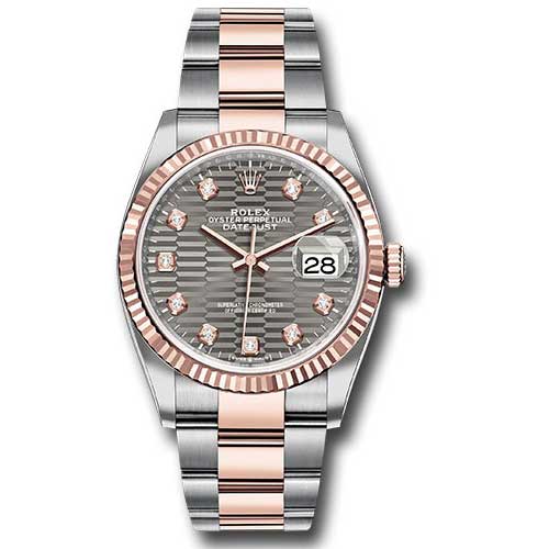 Rolex Datejust 36mm - Steel and Gold Pink Gold - Fluted Bezel - Oyster