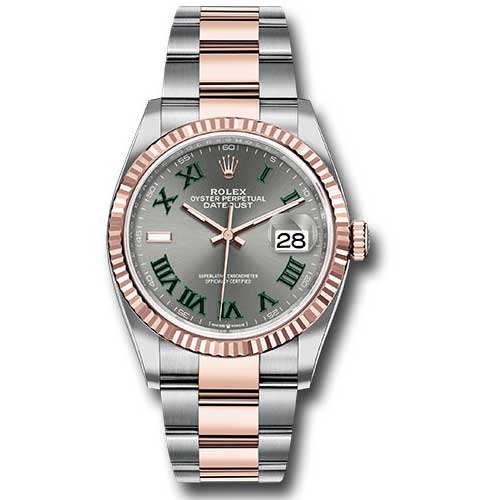 Rolex Datejust 36mm - Steel and Gold Pink Gold - Fluted Bezel - Oyster