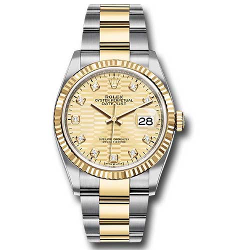 Rolex Datejust 36mm - Steel and Gold Yellow Gold - Fluted Bezel - Oyster