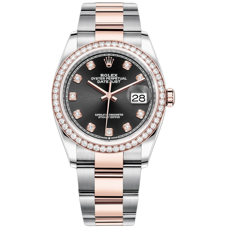 Rolex Datejust 36mm - Steel and Rose Gold - Diamond Bezel - Oyster