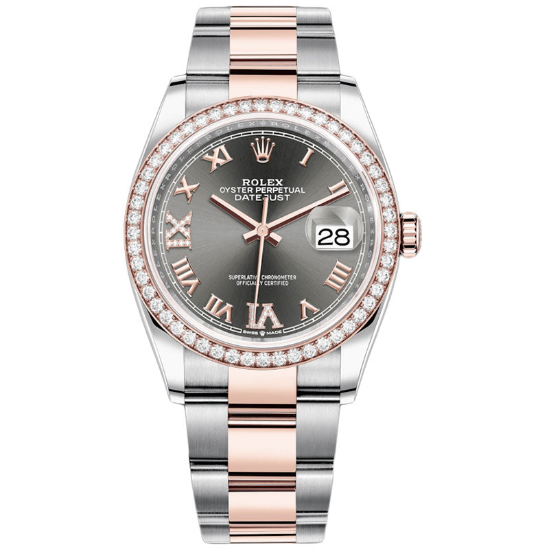 Rolex Datejust 36mm - Steel and Rose Gold - Diamond Bezel - Oyster