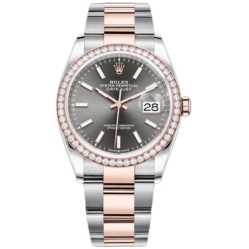 Rolex Datejust 36mm - Steel and Rose Gold - Diamond Bezel - Oyster