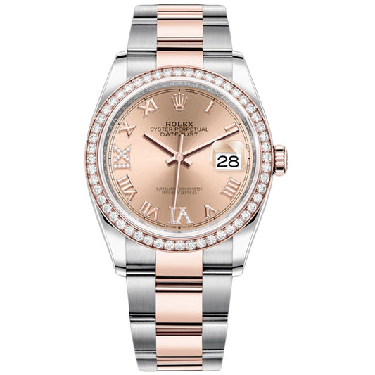 Rolex Datejust 36mm - Steel and Rose Gold - Diamond Bezel - Oyster