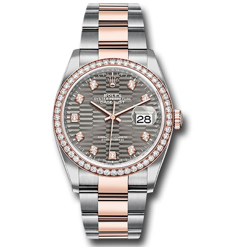 Rolex Datejust 36mm - Steel and Rose Gold - Diamond Bezel - Oyster