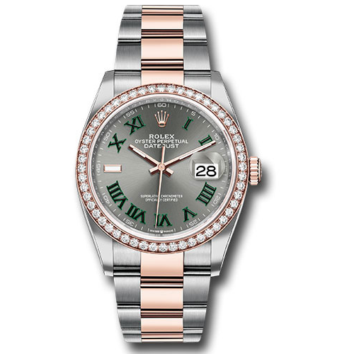 Rolex Datejust 36mm - Steel and Rose Gold - Diamond Bezel - Oyster