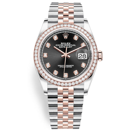 Rolex Datejust 36mm - Steel and Rose Gold - Diamond Bezel - Jubilee