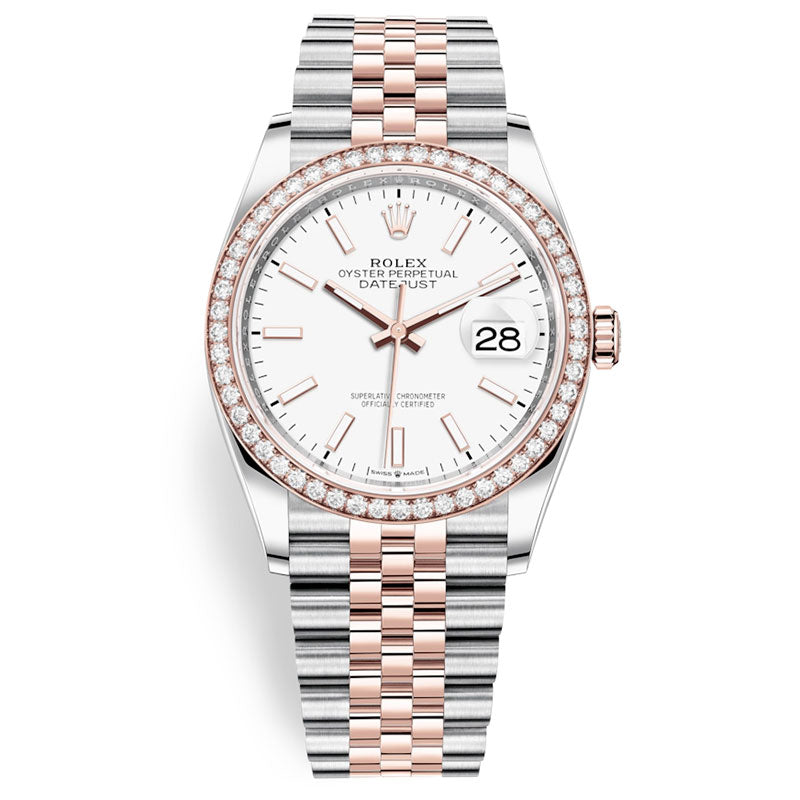 Rolex Datejust 36mm - Steel and Rose Gold - Diamond Bezel - Jubilee