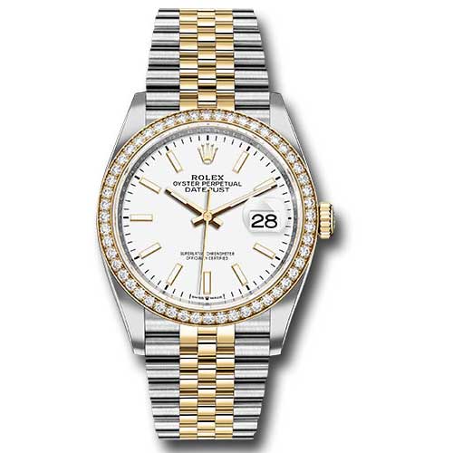 Rolex Datejust 36mm - Steel and Gold Yellow Gold - Diamond Bezel - Jubilee