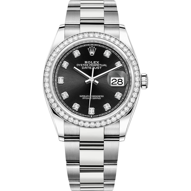 Rolex Datejust 36mm - Steel and White Gold - Diamond Bezel - Oyster