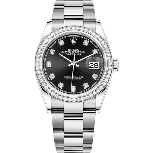 Rolex Datejust 36mm - Steel and White Gold - Diamond Bezel - Oyster