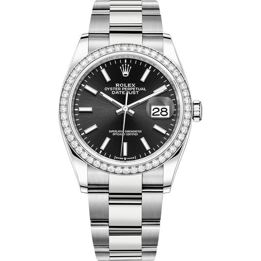 Rolex Datejust 36mm - Steel and White Gold - Diamond Bezel - Oyster