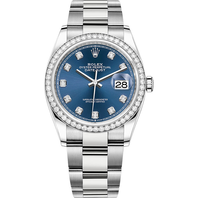 Rolex Datejust 36mm - Steel and White Gold - Diamond Bezel - Oyster