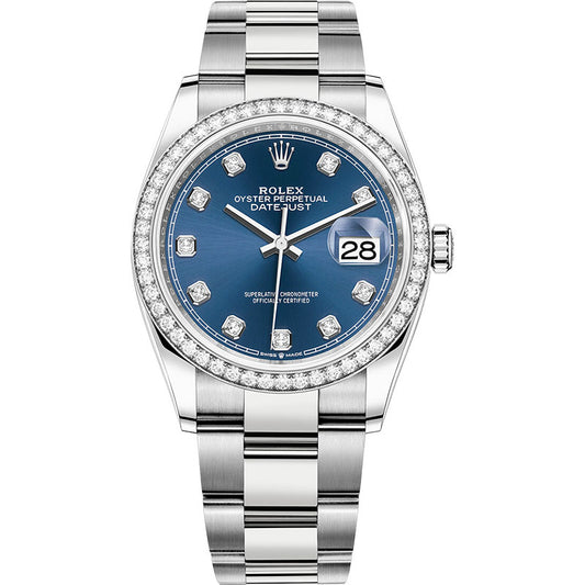 Rolex Datejust 36mm - Steel and White Gold - Diamond Bezel - Oyster