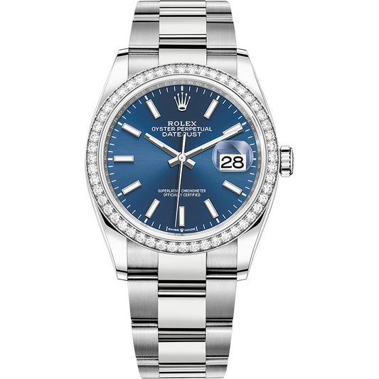 Rolex Datejust 36mm - Steel and White Gold - Diamond Bezel - Oyster