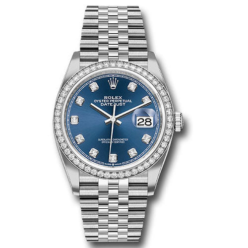 Rolex Datejust 36mm - Steel and White Gold - Diamond Bezel - Jubilee