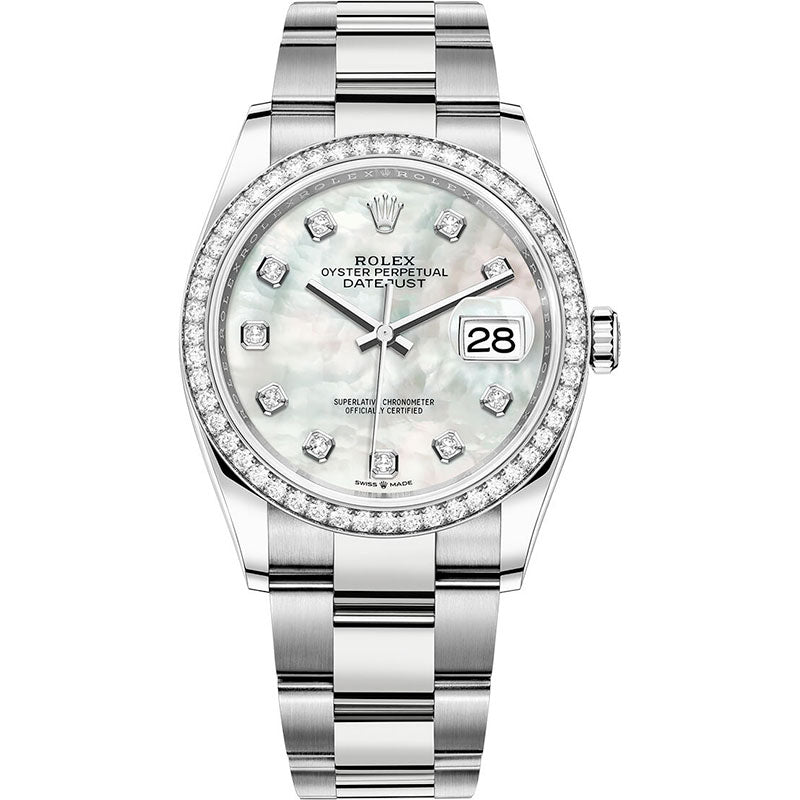 Rolex Datejust 36mm - Steel and White Gold - Diamond Bezel - Oyster