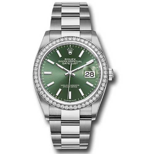 Rolex Datejust 36mm - Steel and White Gold - Diamond Bezel - Oyster