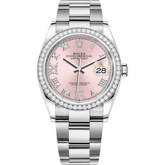 Rolex Datejust 36mm - Steel and White Gold - Diamond Bezel - Oyster