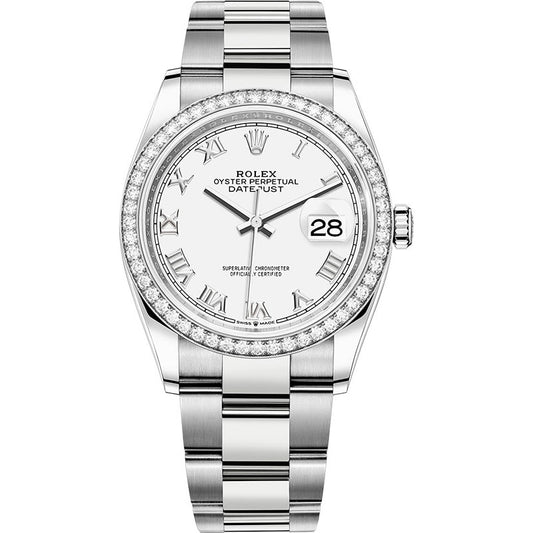 Rolex Datejust 36mm - Steel and White Gold - Diamond Bezel - Oyster