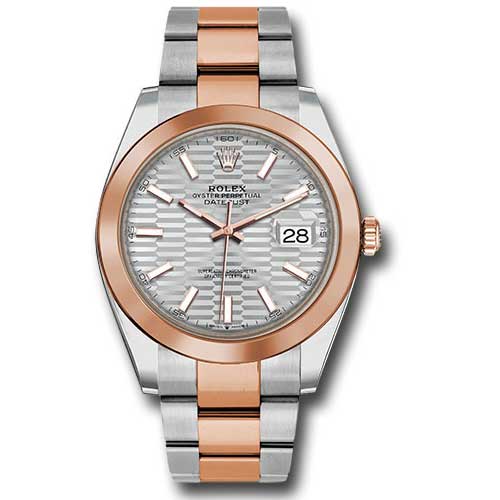 Rolex Datejust 41 Steel and Pink Gold - Smooth Bezel - Oyster