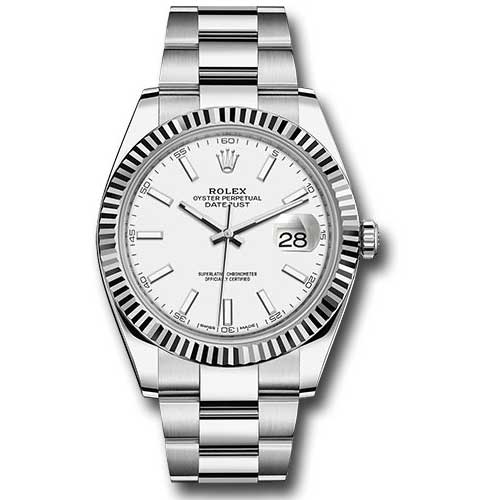 Rolex Datejust 41 Steel and White Gold - Fluted Bezel - Oyster