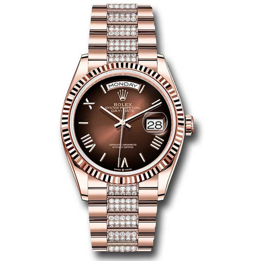 Rolex Everose Gold - Fluted Bezel - Diamond President